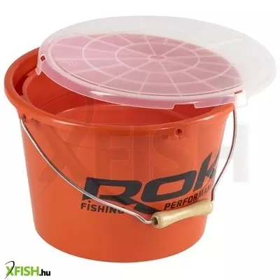 Rok Fishing Round Bait Bucket Vödör szett tetővel Narancssárga 13+4 L