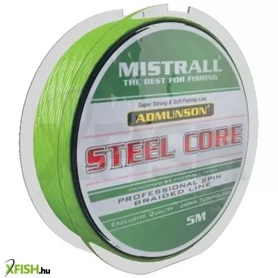 Mistrall Admunson Steel Core Green Fonott Előkezsinór Zöld 5m 0,12mm 15,6Kg