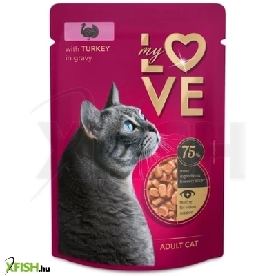 My Love Teljes Értékű Szaftos Alutasakos Felnőtt Macskáknak Pulykával 85g 24db/csomag